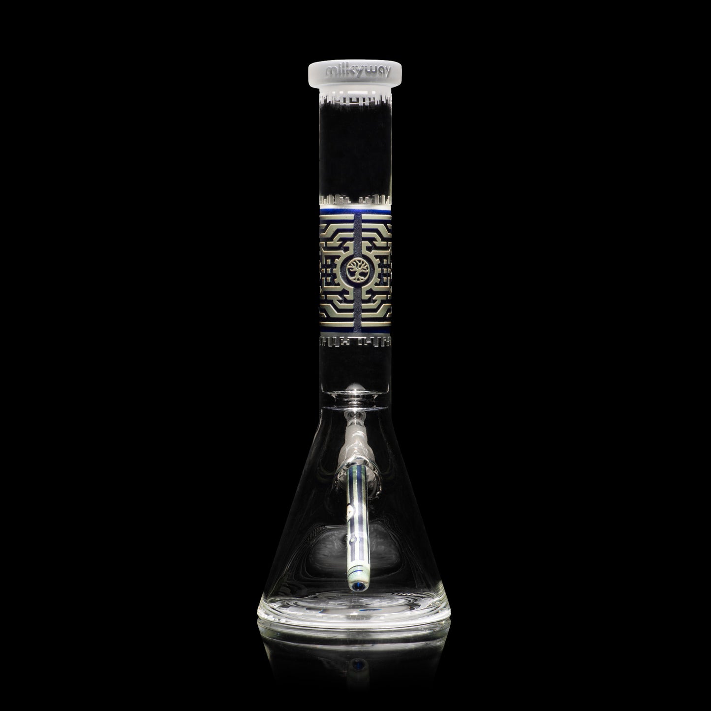 Telepathic 15″ Dark Blue + Silver Frit Beaker Bong